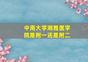 中南大学湘雅医学院是附一还是附二