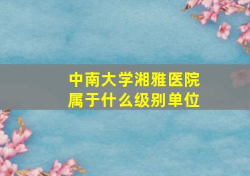 中南大学湘雅医院属于什么级别单位