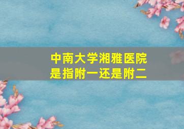 中南大学湘雅医院是指附一还是附二