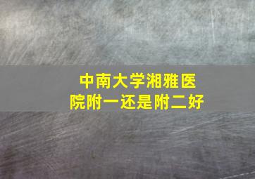 中南大学湘雅医院附一还是附二好