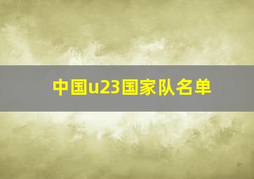 中国u23国家队名单