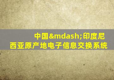 中国—印度尼西亚原产地电子信息交换系统