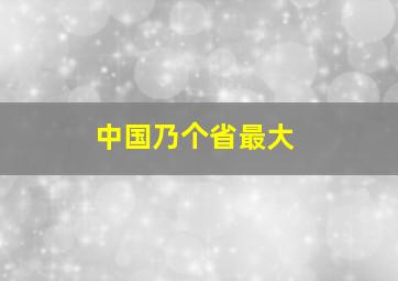 中国乃个省最大