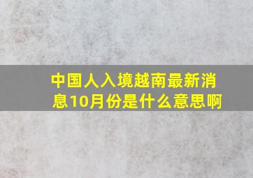 中国人入境越南最新消息10月份是什么意思啊