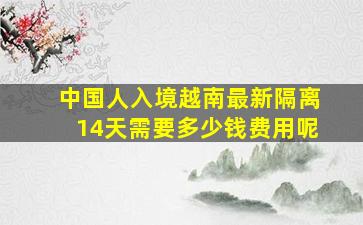 中国人入境越南最新隔离14天需要多少钱费用呢