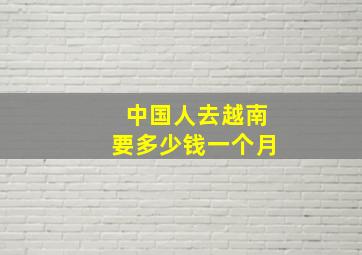 中国人去越南要多少钱一个月