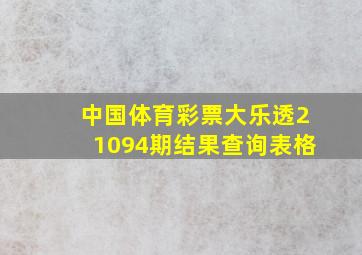 中国体育彩票大乐透21094期结果查询表格