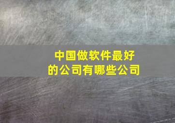 中国做软件最好的公司有哪些公司