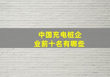 中国充电桩企业前十名有哪些