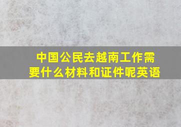 中国公民去越南工作需要什么材料和证件呢英语