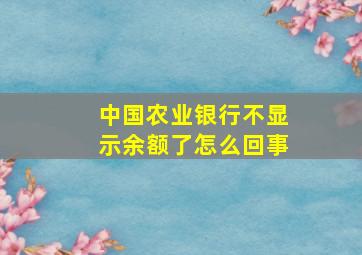 中国农业银行不显示余额了怎么回事