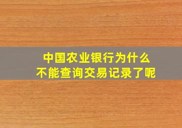 中国农业银行为什么不能查询交易记录了呢