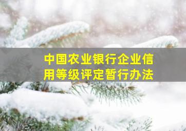 中国农业银行企业信用等级评定暂行办法