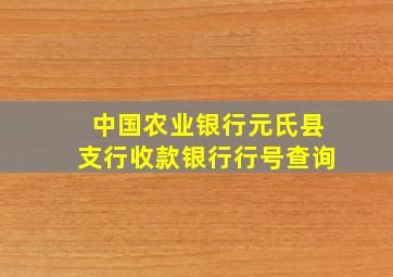 中国农业银行元氏县支行收款银行行号查询