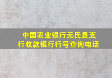 中国农业银行元氏县支行收款银行行号查询电话