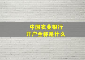 中国农业银行开户全称是什么