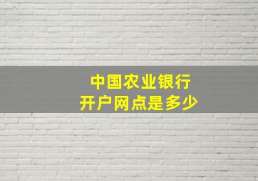 中国农业银行开户网点是多少