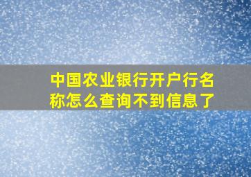 中国农业银行开户行名称怎么查询不到信息了