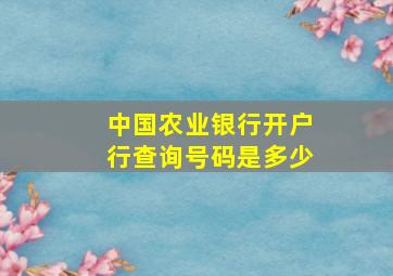 中国农业银行开户行查询号码是多少