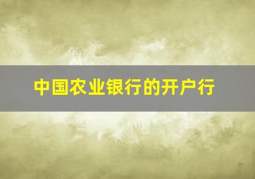 中国农业银行的开户行