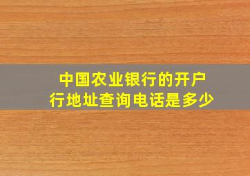 中国农业银行的开户行地址查询电话是多少