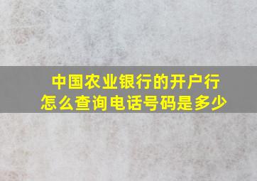 中国农业银行的开户行怎么查询电话号码是多少