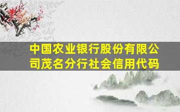 中国农业银行股份有限公司茂名分行社会信用代码