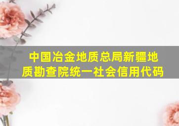 中国冶金地质总局新疆地质勘查院统一社会信用代码