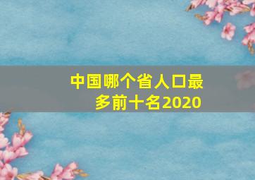 中国哪个省人口最多前十名2020