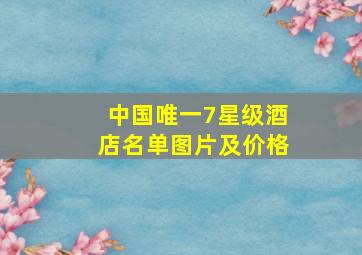 中国唯一7星级酒店名单图片及价格