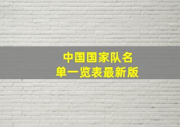 中国国家队名单一览表最新版