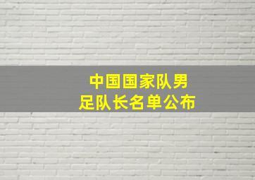 中国国家队男足队长名单公布