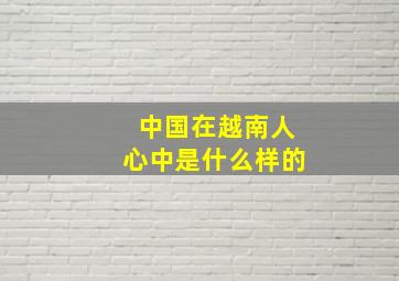 中国在越南人心中是什么样的