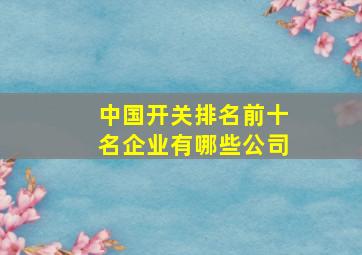 中国开关排名前十名企业有哪些公司