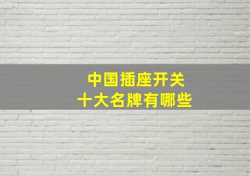 中国插座开关十大名牌有哪些