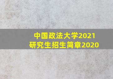 中国政法大学2021研究生招生简章2020