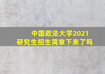 中国政法大学2021研究生招生简章下来了吗