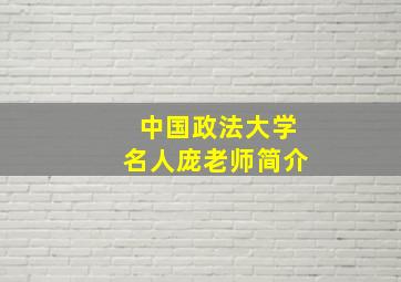 中国政法大学名人庞老师简介