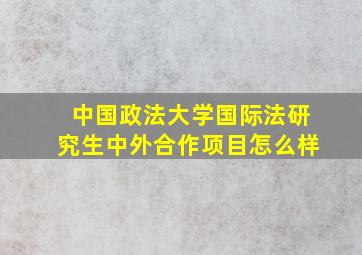 中国政法大学国际法研究生中外合作项目怎么样