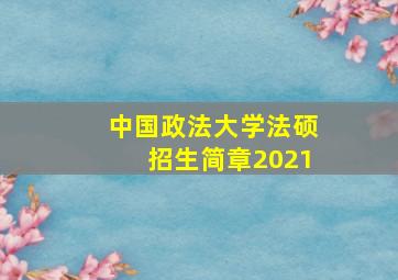 中国政法大学法硕招生简章2021