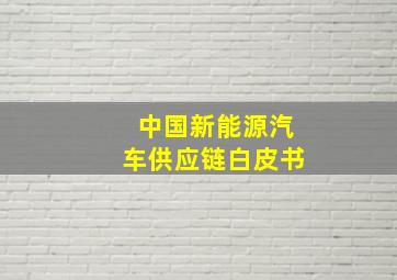 中国新能源汽车供应链白皮书