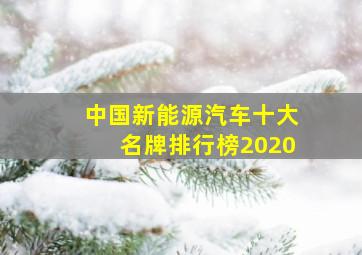 中国新能源汽车十大名牌排行榜2020