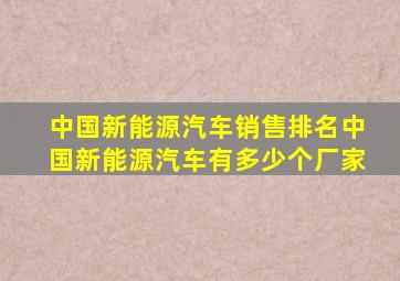 中国新能源汽车销售排名中国新能源汽车有多少个厂家