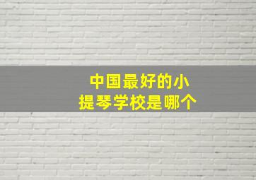 中国最好的小提琴学校是哪个