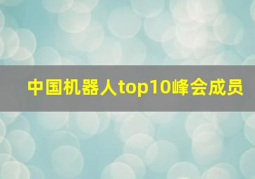 中国机器人top10峰会成员