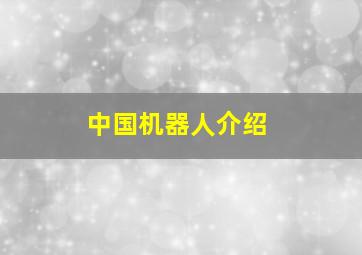 中国机器人介绍