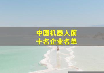 中国机器人前十名企业名单