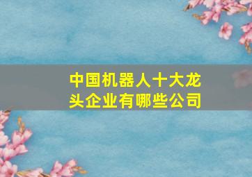 中国机器人十大龙头企业有哪些公司