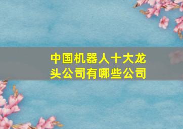 中国机器人十大龙头公司有哪些公司