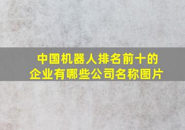 中国机器人排名前十的企业有哪些公司名称图片